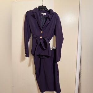 Blazer and Skirt Suit Set with Gold Buttons